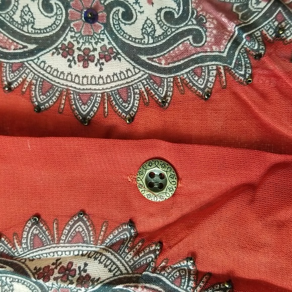 Vintage Floral Sheer Rayon Beaded Top - Picture 3 of 6